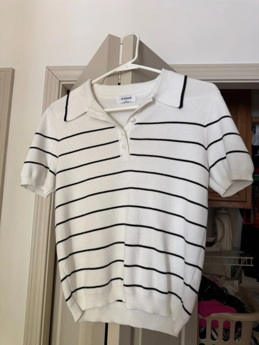 Lane 201 White Striped Blouse